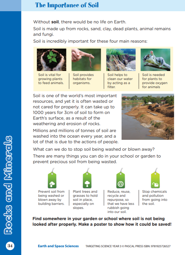 Sample interior activity page from the Targeting Science Year 3 science activity book, from the publisher preview gallery