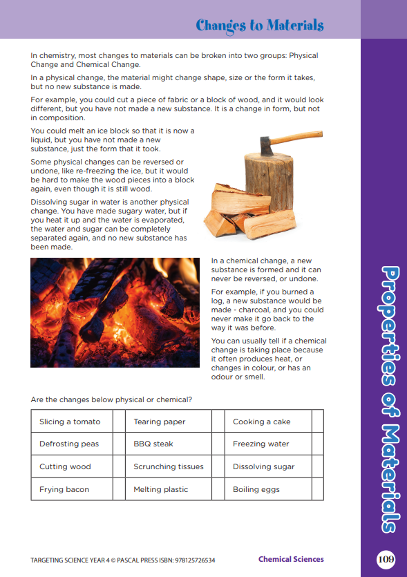 Sample interior activity page from the Targeting Science Year 4 science activity book, from the publisher preview gallery
