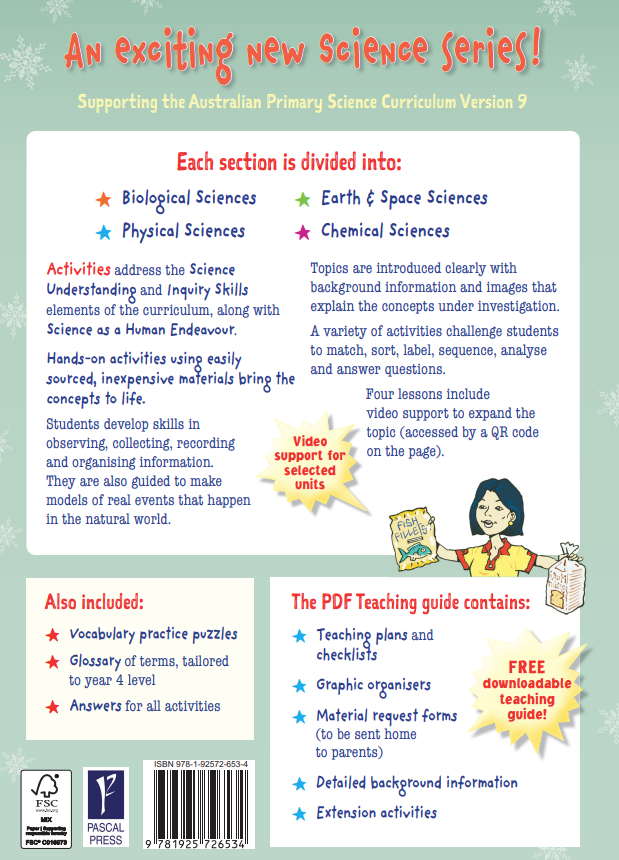 Publisher preview screenshot supplied in the product gallery for the Targeting Science Year 4 science activity book