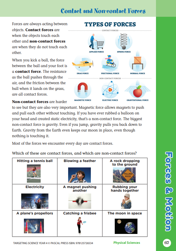 Sample interior activity page from the Targeting Science Year 4 science activity book, from the publisher preview gallery
