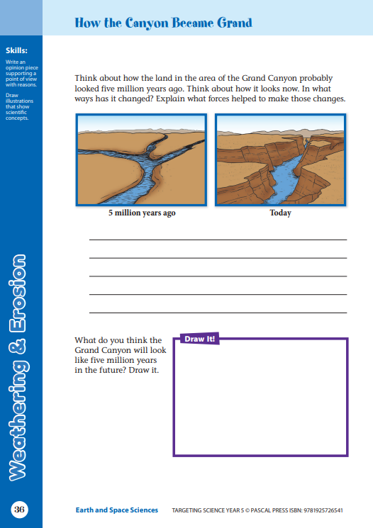 Sample interior activity page from the Targeting Science Year 5 science activity book, from the publisher preview gallery