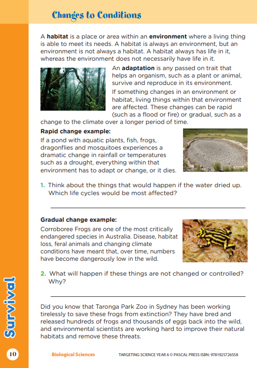 Sample interior page from Targeting Science Year 6 showing student science activities, the second image in the publisher gallery