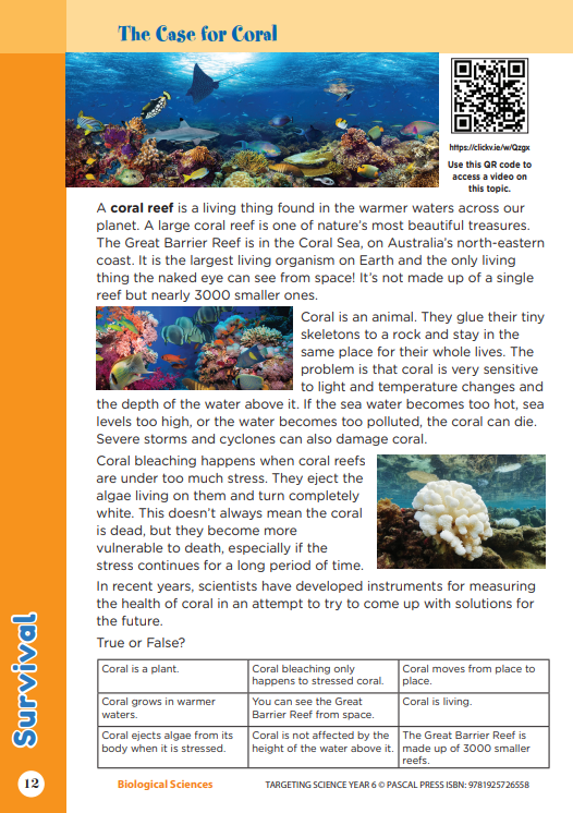 Sample interior page from Targeting Science Year 6 showing student science activities, the fourth image in the publisher gallery