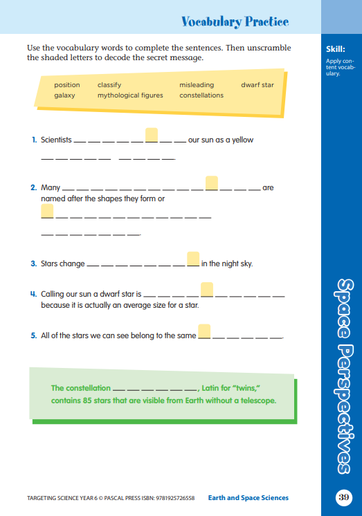 Sample interior page from Targeting Science Year 6 showing student science activities, the ninth image in the publisher gallery