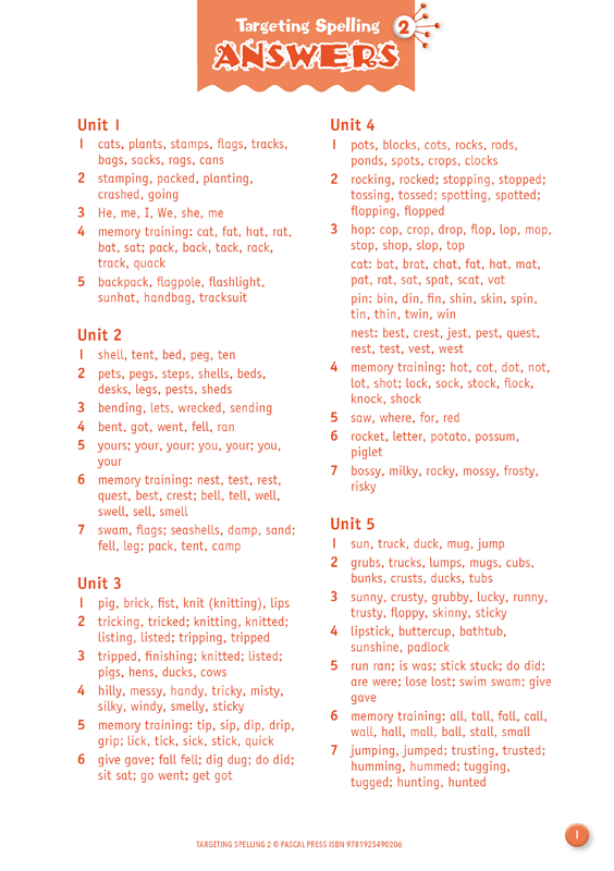 Interior sample page A1 from Targeting Spelling Activity Book 2 showing spelling activities for Year 2 students
