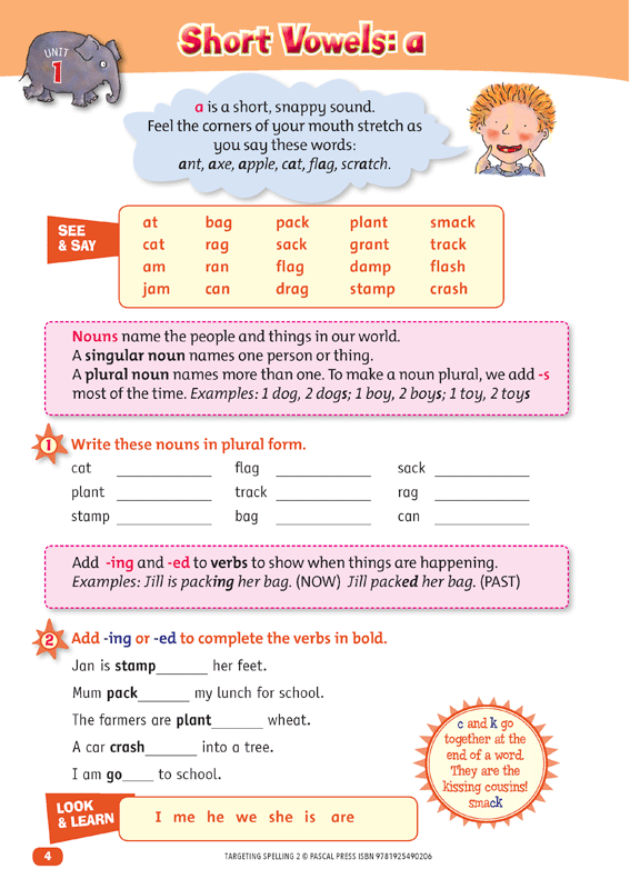 Interior sample page 4 from Targeting Spelling Activity Book 2 showing spelling activities for Year 2 students