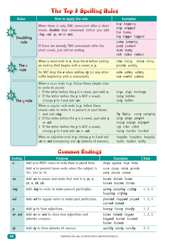 Interior sample page 76 from Targeting Spelling Activity Book 3 showing spelling activities for Year 3 students