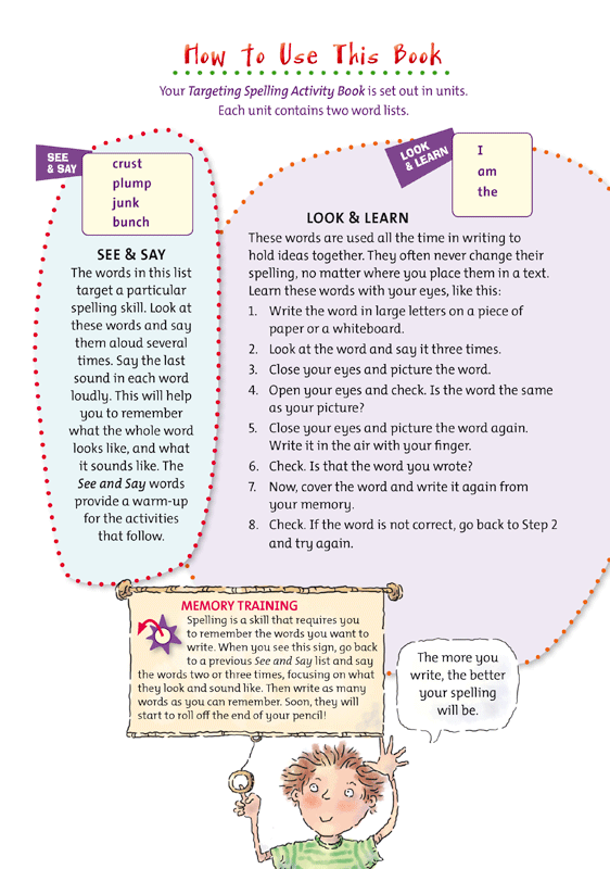Interior sample page 3 from Targeting Spelling Activity Book 4 showing spelling activities for Year 4 students