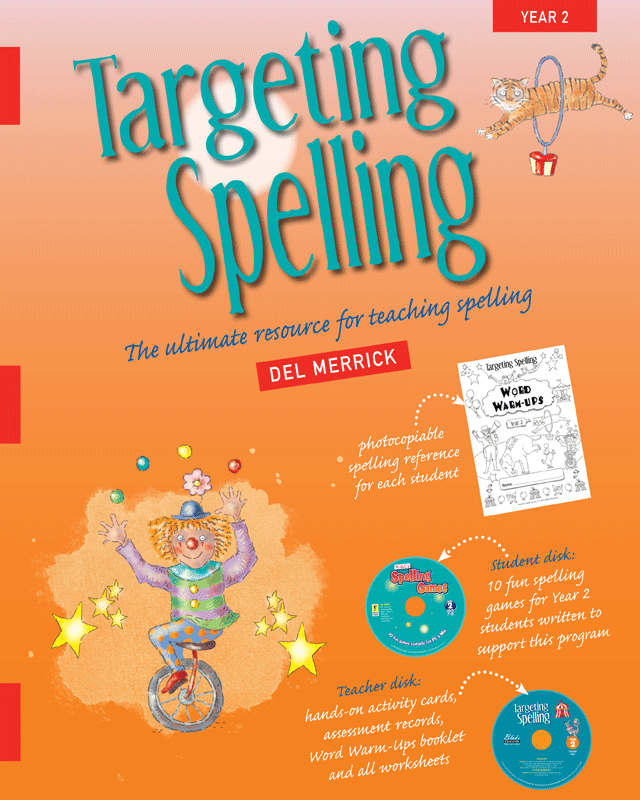 Front cover of Targeting Spelling Teachers Guide Book 2, the Year 2 teacher resource in the Targeting Spelling series
