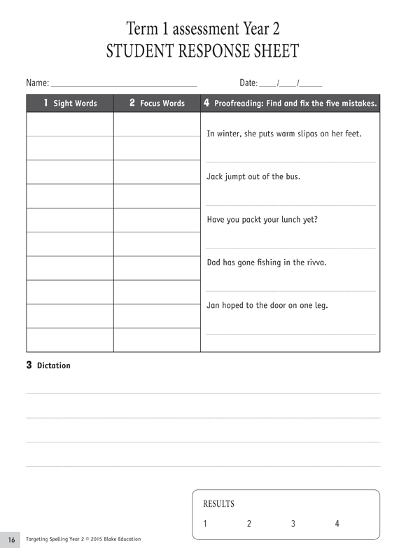 Interior sample page 16 from Targeting Spelling Teachers Guide Book 2 showing Year 2 spelling lesson material