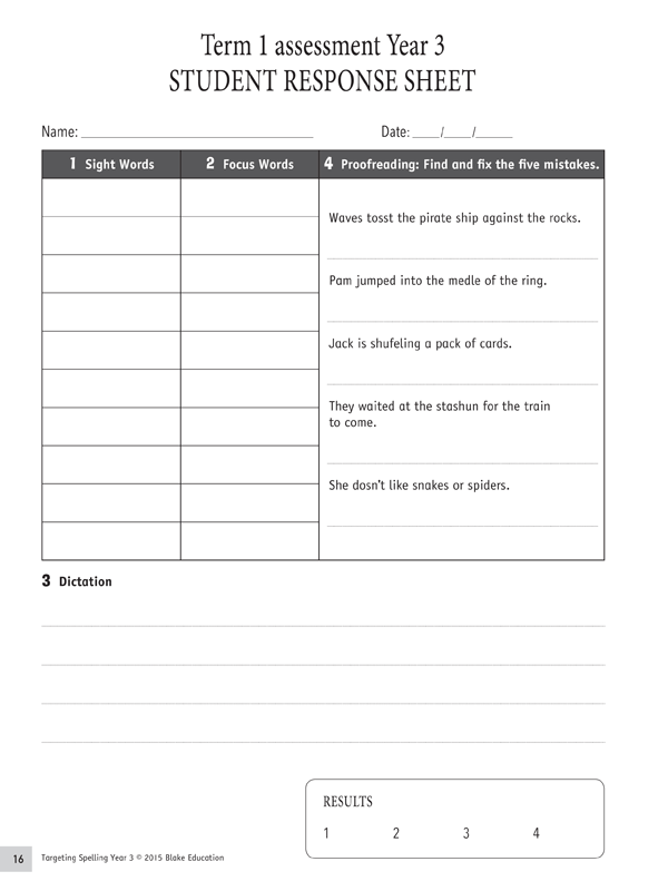 Interior sample page 16 from Targeting Spelling Teachers Guide Book 3 showing Year 3 spelling lesson material