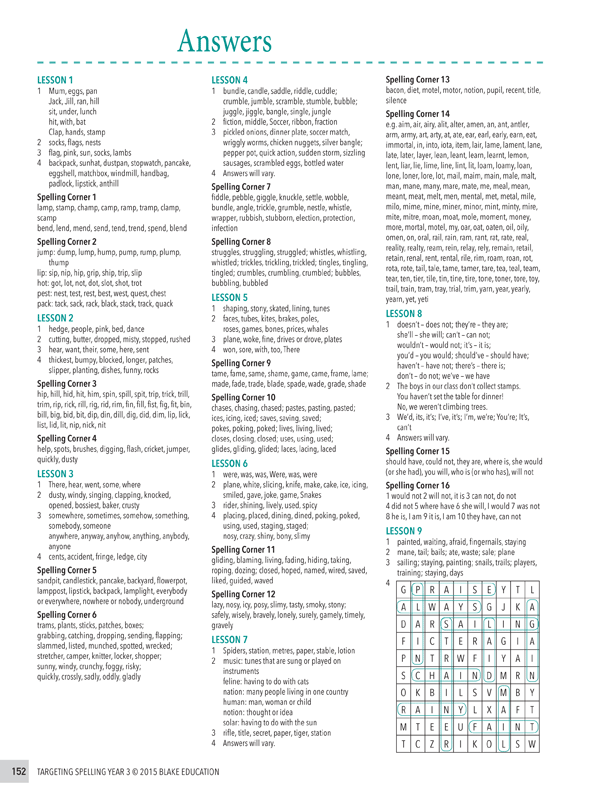 Interior sample page 152 from Targeting Spelling Teachers Guide Book 3 showing Year 3 spelling lesson material