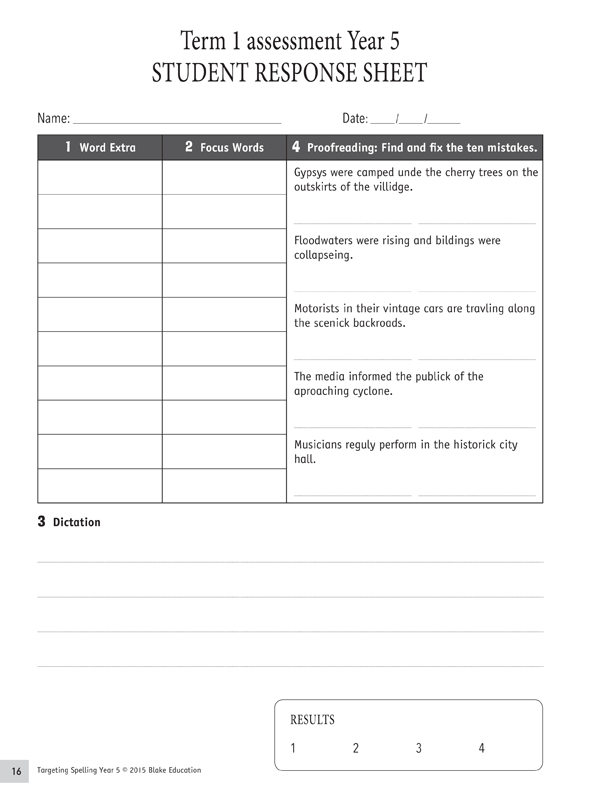 Interior sample page 16 from Targeting Spelling Teachers Guide Book 5 showing Year 5 spelling lesson material