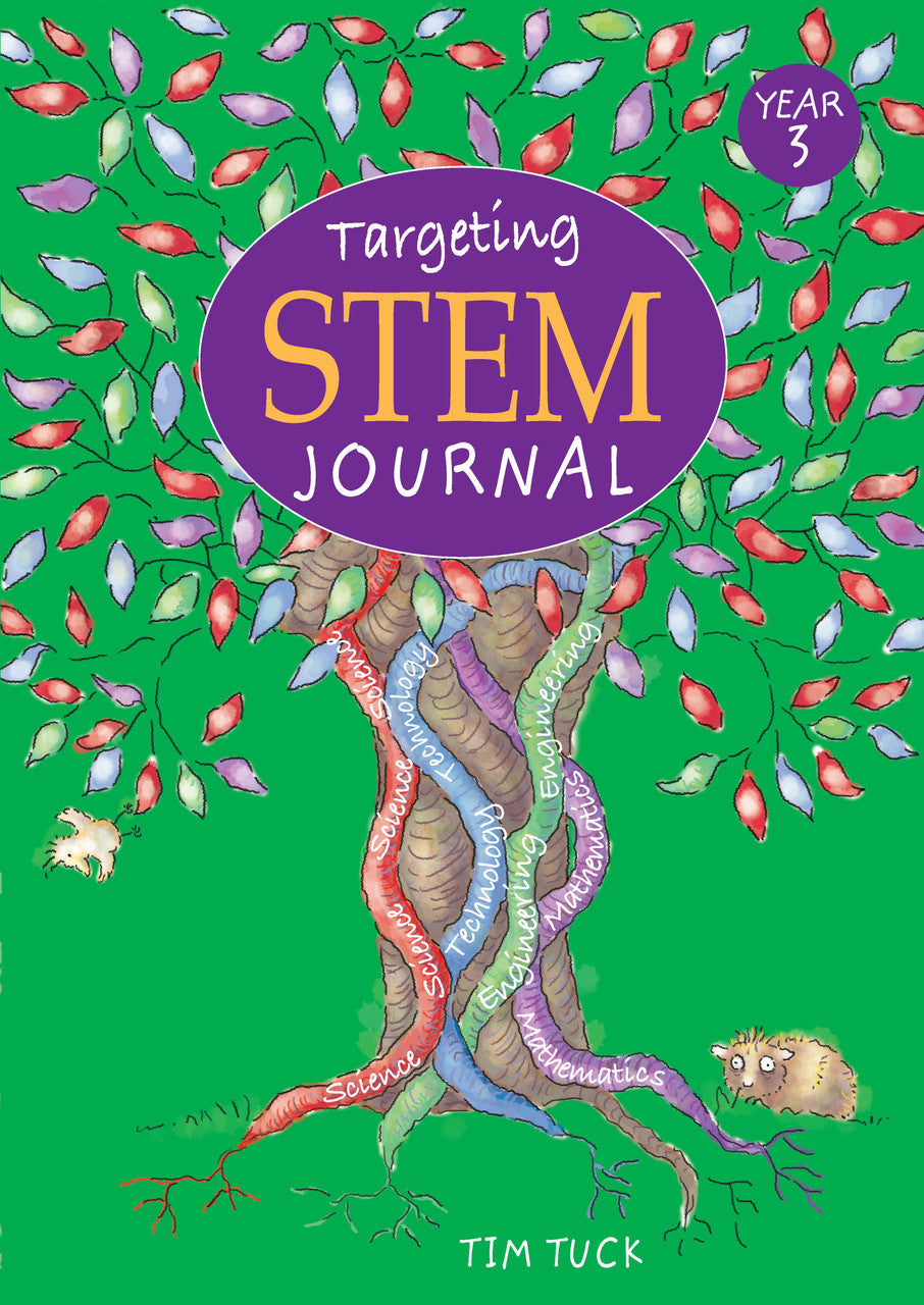 Front cover of Targeting STEM Year 3 by Tim Tuck, a Pascal Press STEM project journal for primary students
