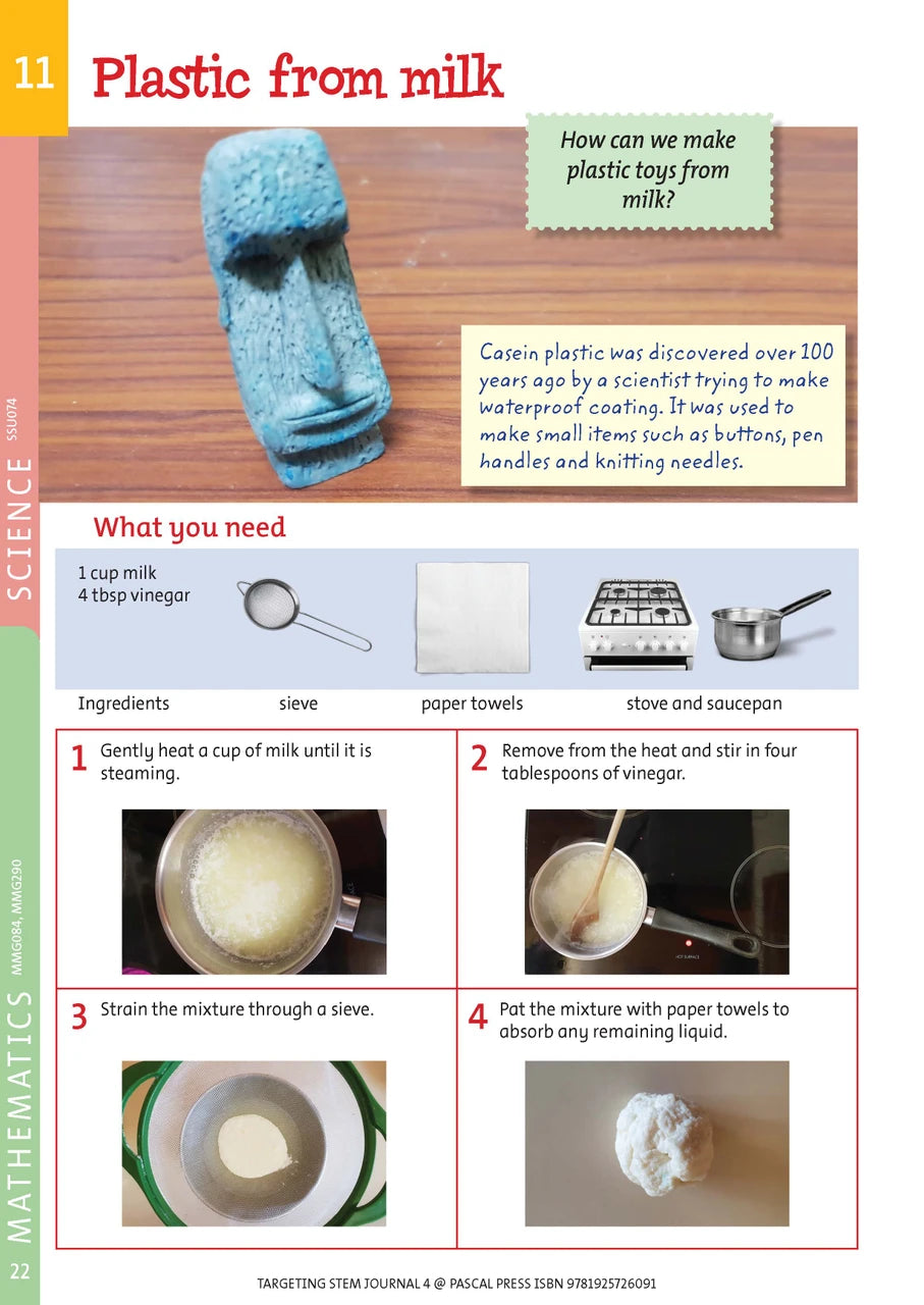 Sample interior page from Targeting STEM Year 4 showing part of a STEM project and its journal page
