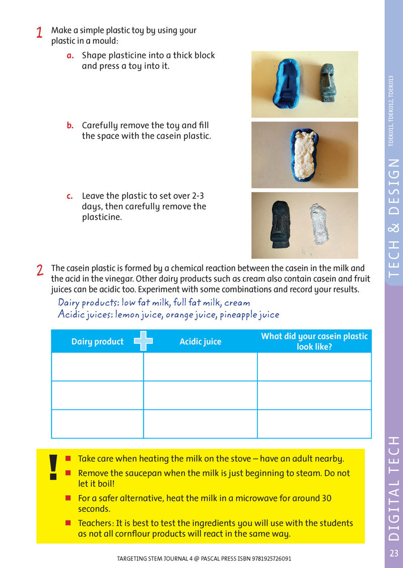 Sample interior page from Targeting STEM Year 4 showing part of a STEM project and its journal page