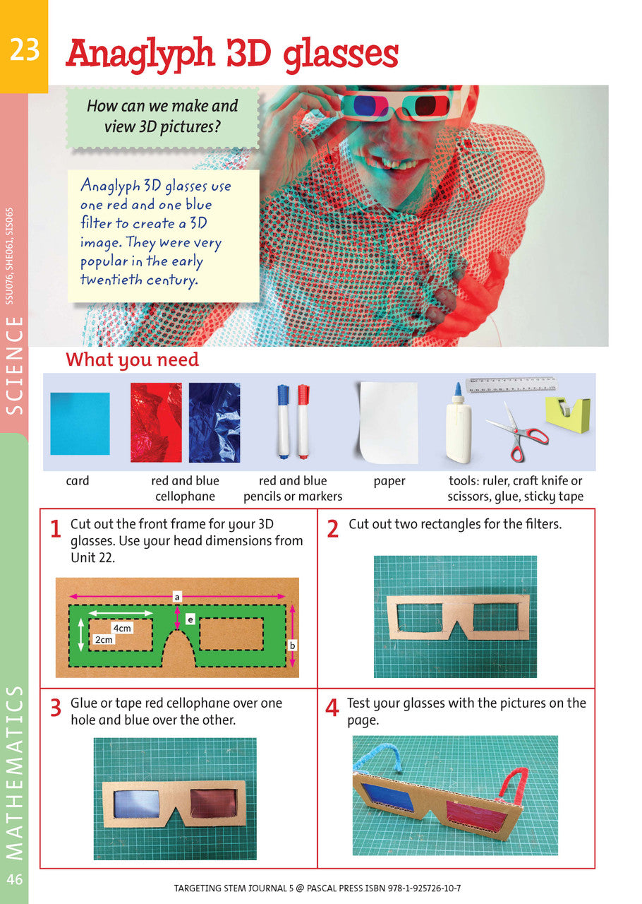 Sample interior page from Targeting STEM Year 5 showing part of a STEM project and its journal page