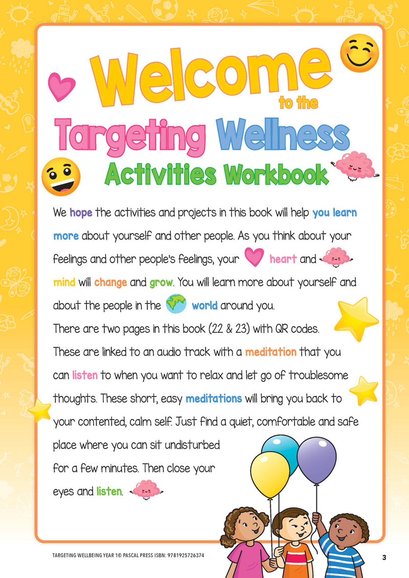 Sample page from Targeting Wellbeing Year 1 showing one of the social and emotional skills activities inside the book