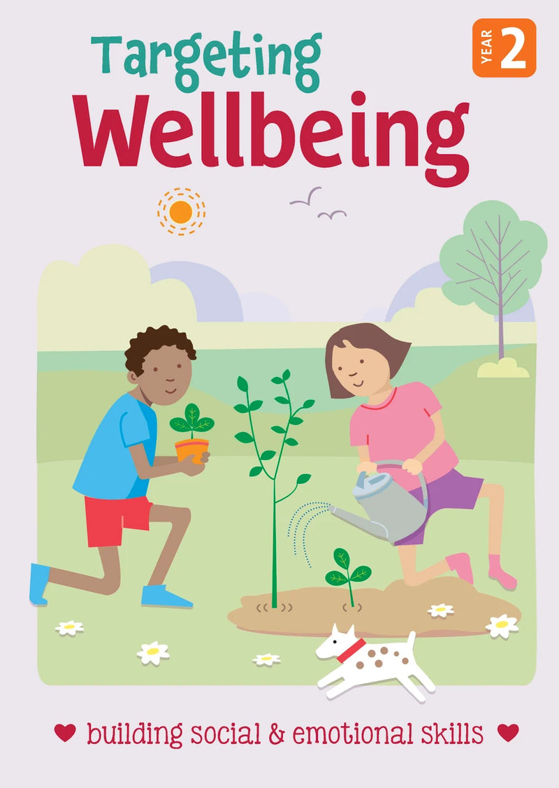Front cover of Targeting Wellbeing Year 2, a Pascal Press social and emotional skills activity book for primary students