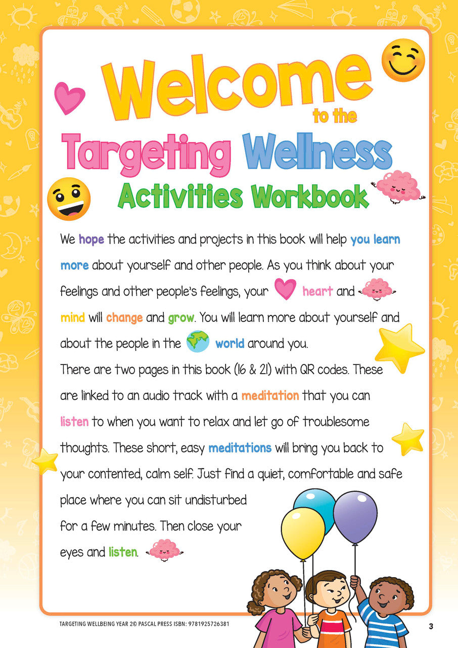 Sample page from Targeting Wellbeing Year 2 showing one of the social and emotional skills activities inside the book