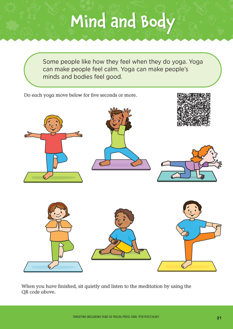 Sample page from Targeting Wellbeing Year 2 showing one of the social and emotional skills activities inside the book