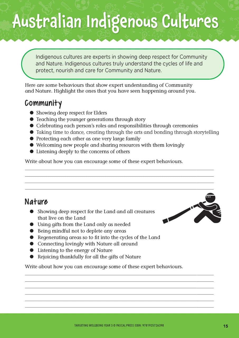 Sample page from Targeting Wellbeing Year 3 showing one of the social and emotional skills activities inside the book