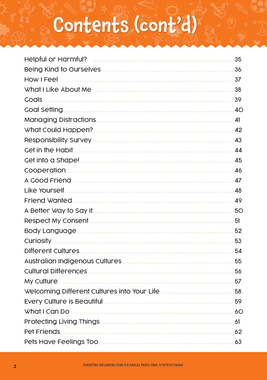 Sample page from Targeting Wellbeing Year 4 showing one of the social and emotional skills activities inside the book