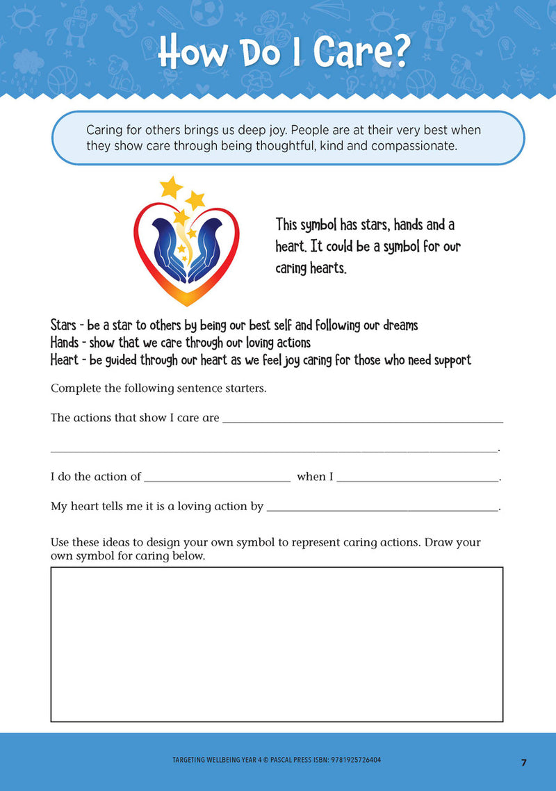 Sample page from Targeting Wellbeing Year 4 showing one of the social and emotional skills activities inside the book