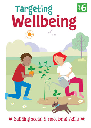 Front cover of Targeting Wellbeing Year 6, a Pascal Press social and emotional skills activity book for primary students