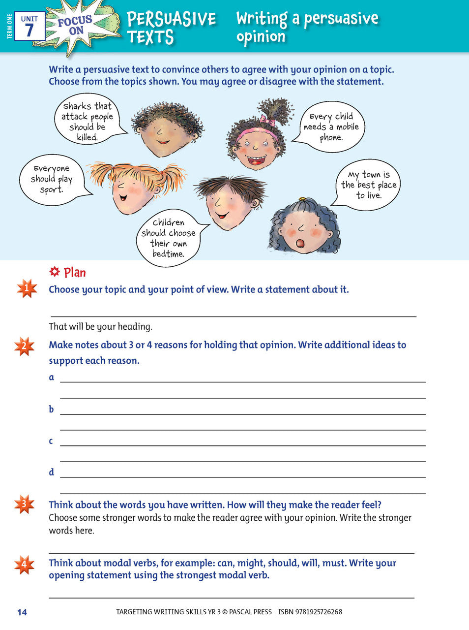 Sample interior page from Targeting Writing Skills Year 3 showing part of a writing unit
