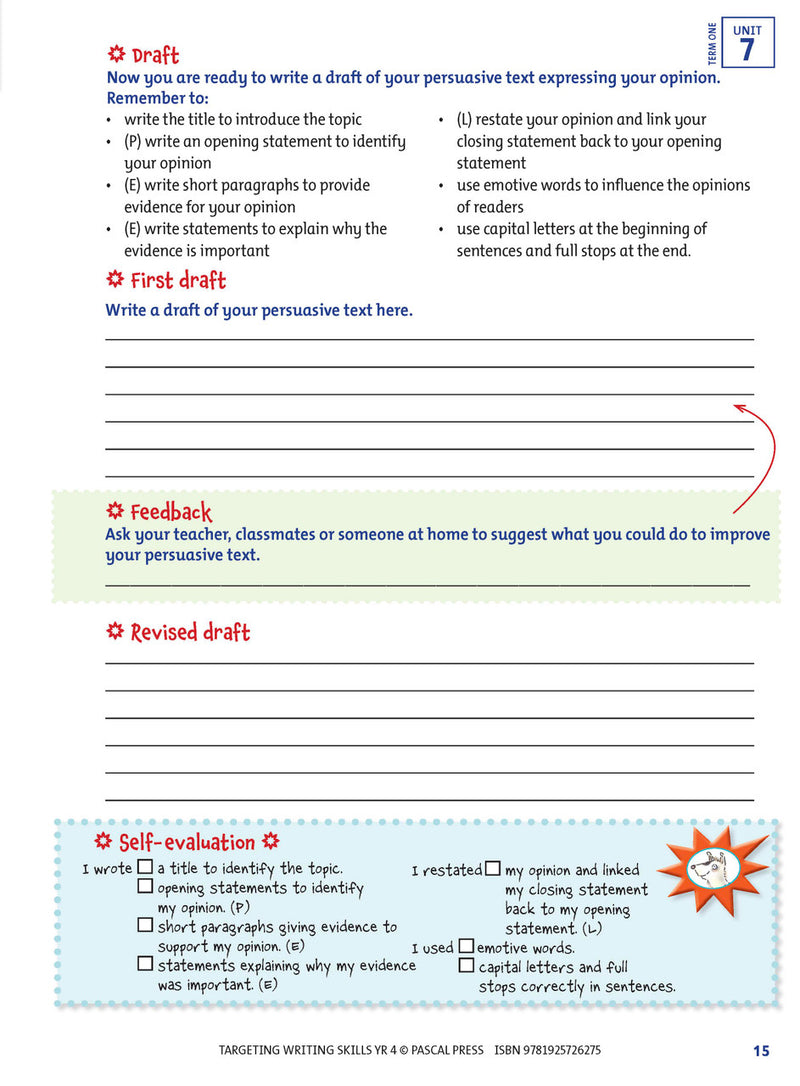 Sample interior page from Targeting Writing Skills Year 4, shown in the publisher's preview gallery