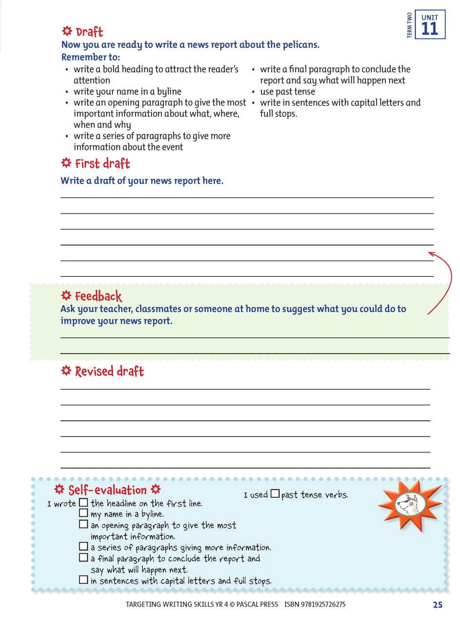 Sample interior page from Targeting Writing Skills Year 4, shown in the publisher's preview gallery