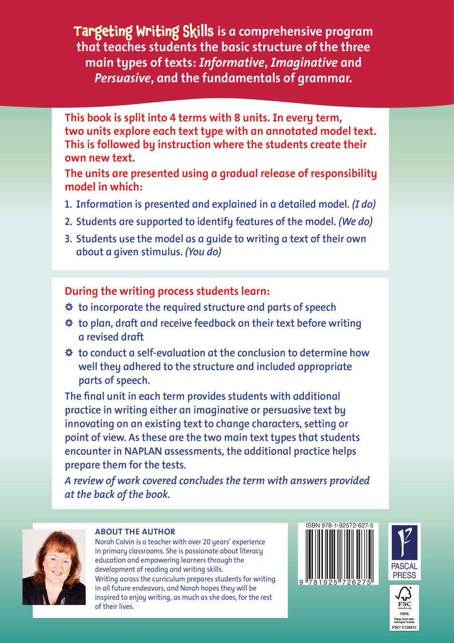 Sample interior page from Targeting Writing Skills Year 4, shown in the publisher's preview gallery