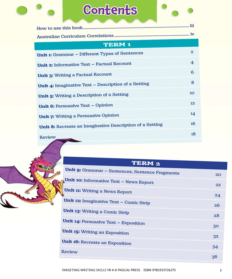 Sample interior page from Targeting Writing Skills Year 4, shown in the publisher's preview gallery
