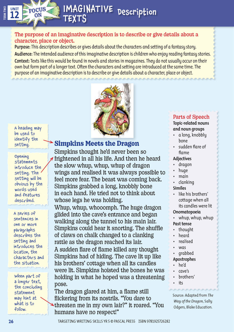 Sample interior page from Targeting Writing Skills Year 5, shown in the publisher's preview gallery