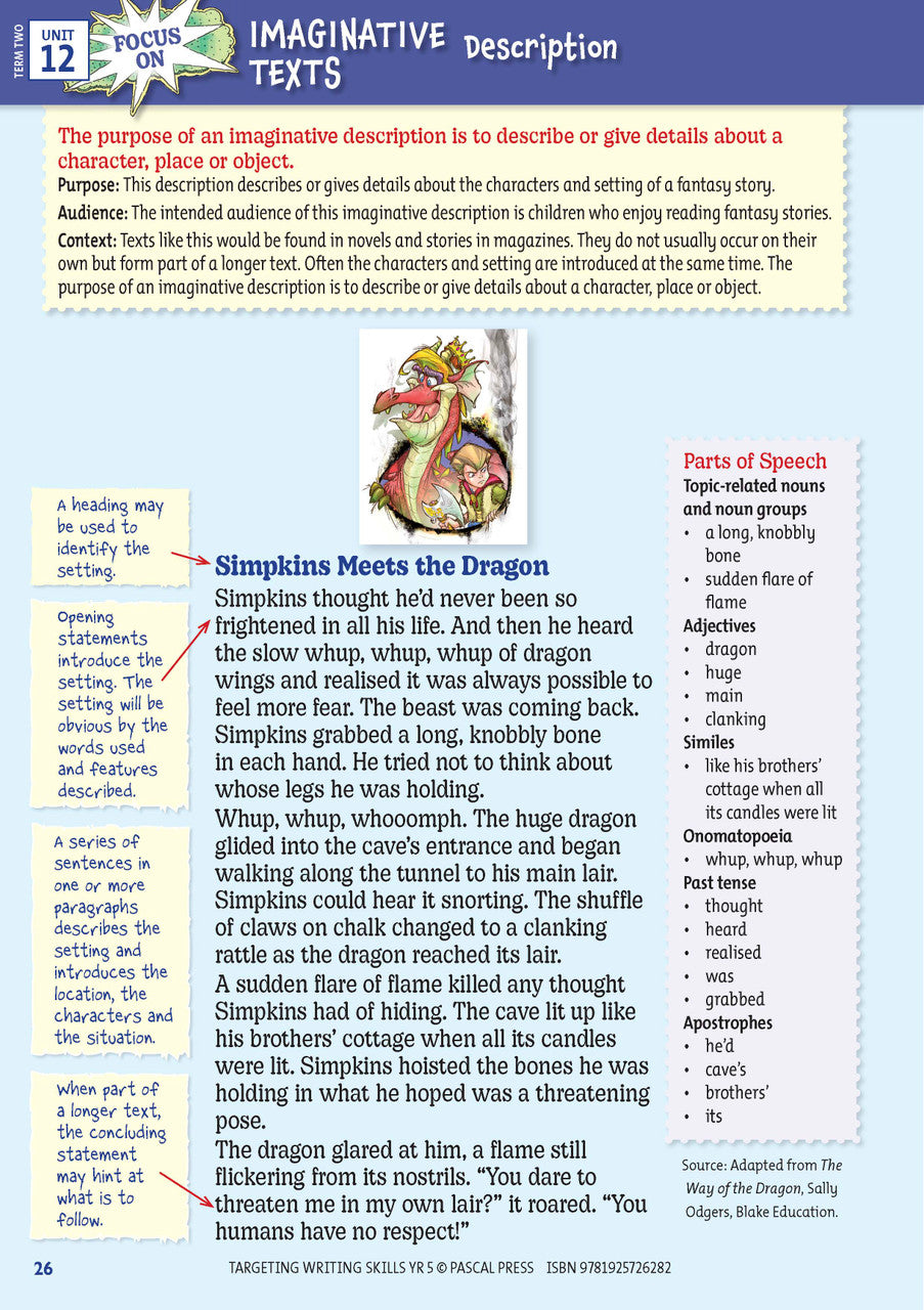 Sample interior page from Targeting Writing Skills Year 5, shown in the publisher's preview gallery