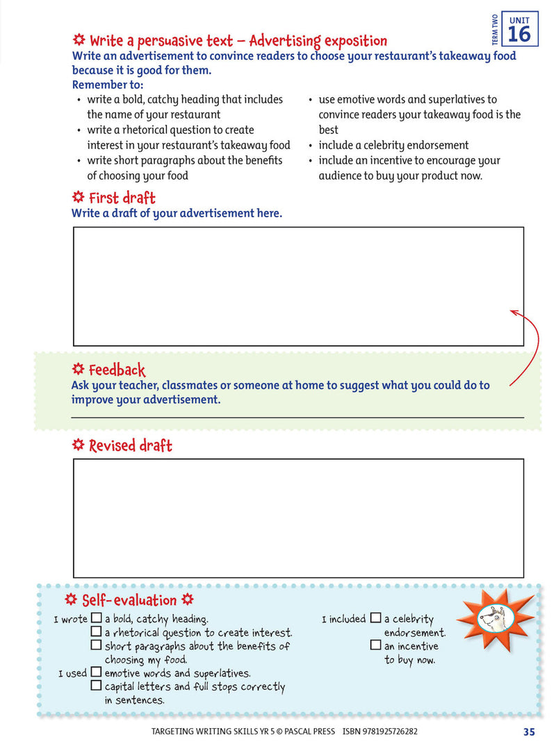 Sample interior page from Targeting Writing Skills Year 5, shown in the publisher's preview gallery