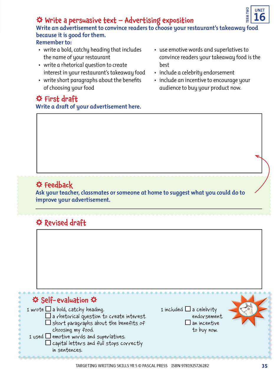Sample interior page from Targeting Writing Skills Year 5, shown in the publisher's preview gallery