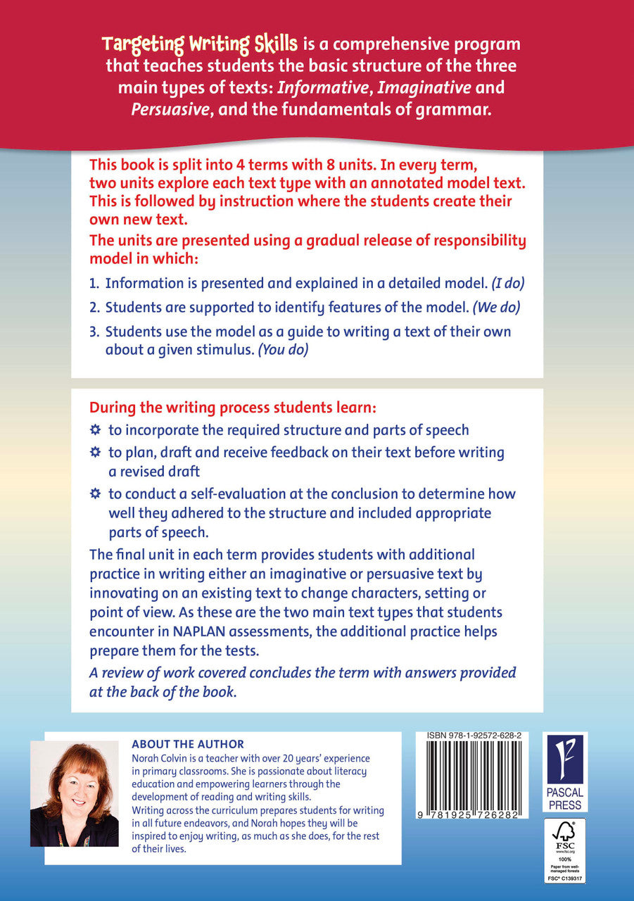 Sample interior page from Targeting Writing Skills Year 5, shown in the publisher's preview gallery