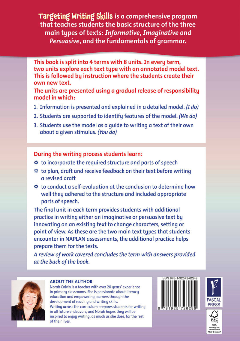 Sample interior page from Targeting Writing Skills Year 6, shown in the publisher's preview gallery