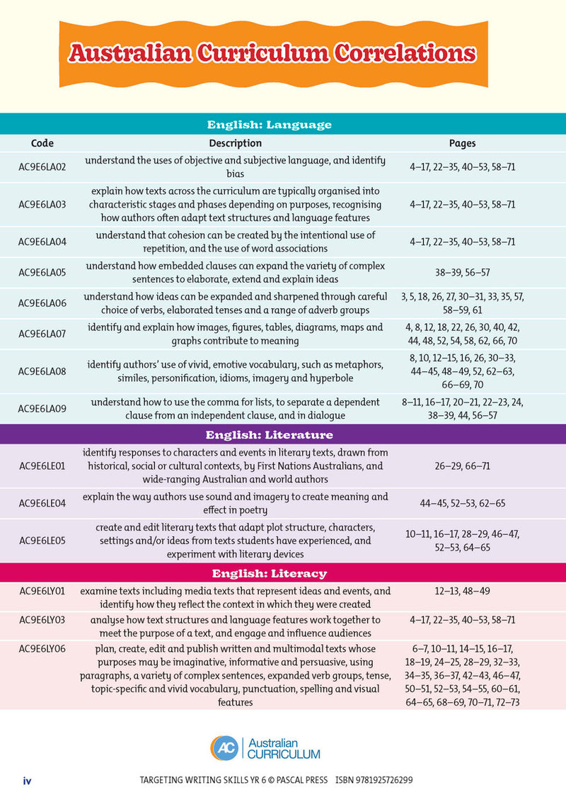 Sample interior page from Targeting Writing Skills Year 6, shown in the publisher's preview gallery