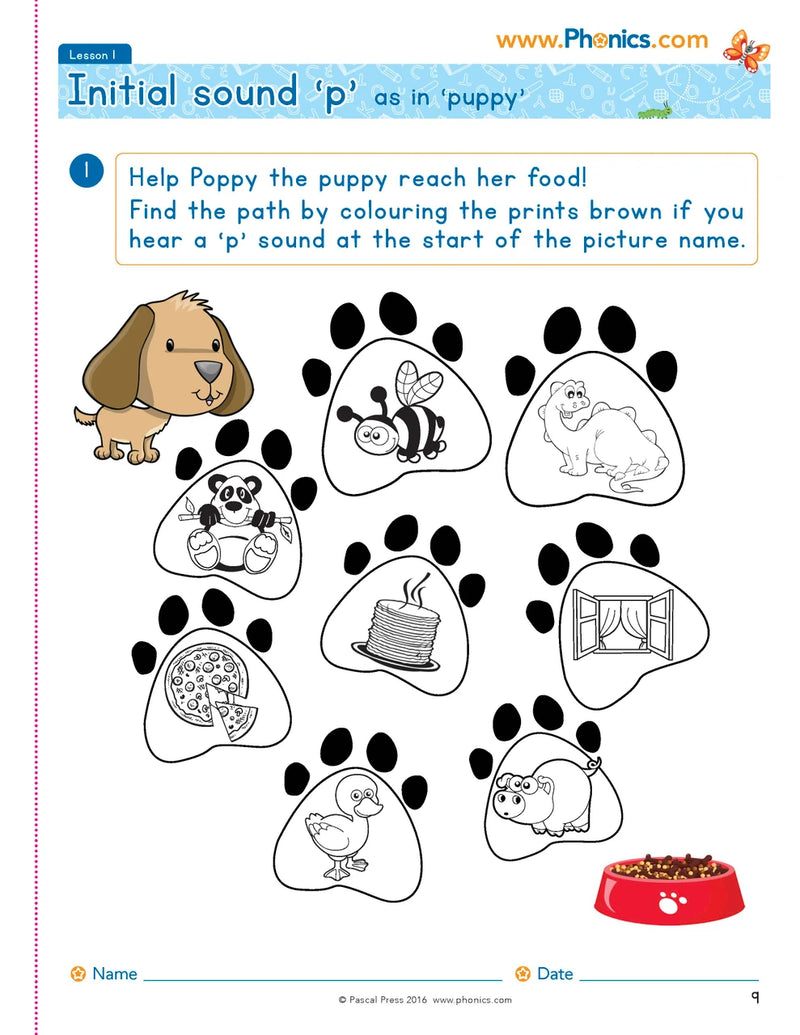 Preview page from The Mega Book of Phonics Worksheets as shown in the Pascal Press publisher gallery