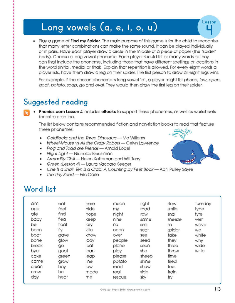 Sample photocopiable worksheet page from The Mega Book of Phonics Worksheets as shown in the publisher gallery