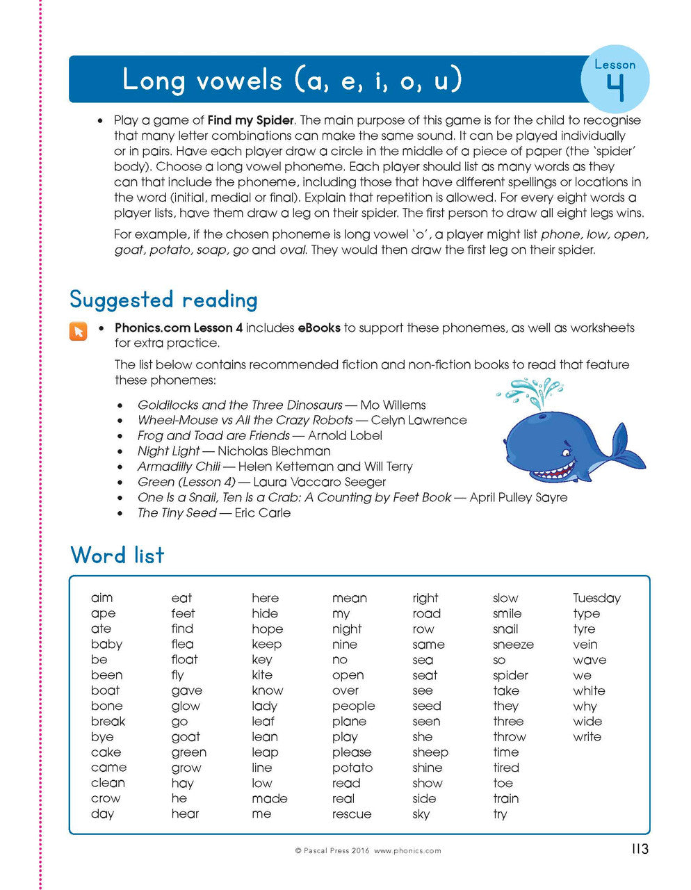 Sample photocopiable worksheet page from The Mega Book of Phonics Worksheets as shown in the publisher gallery