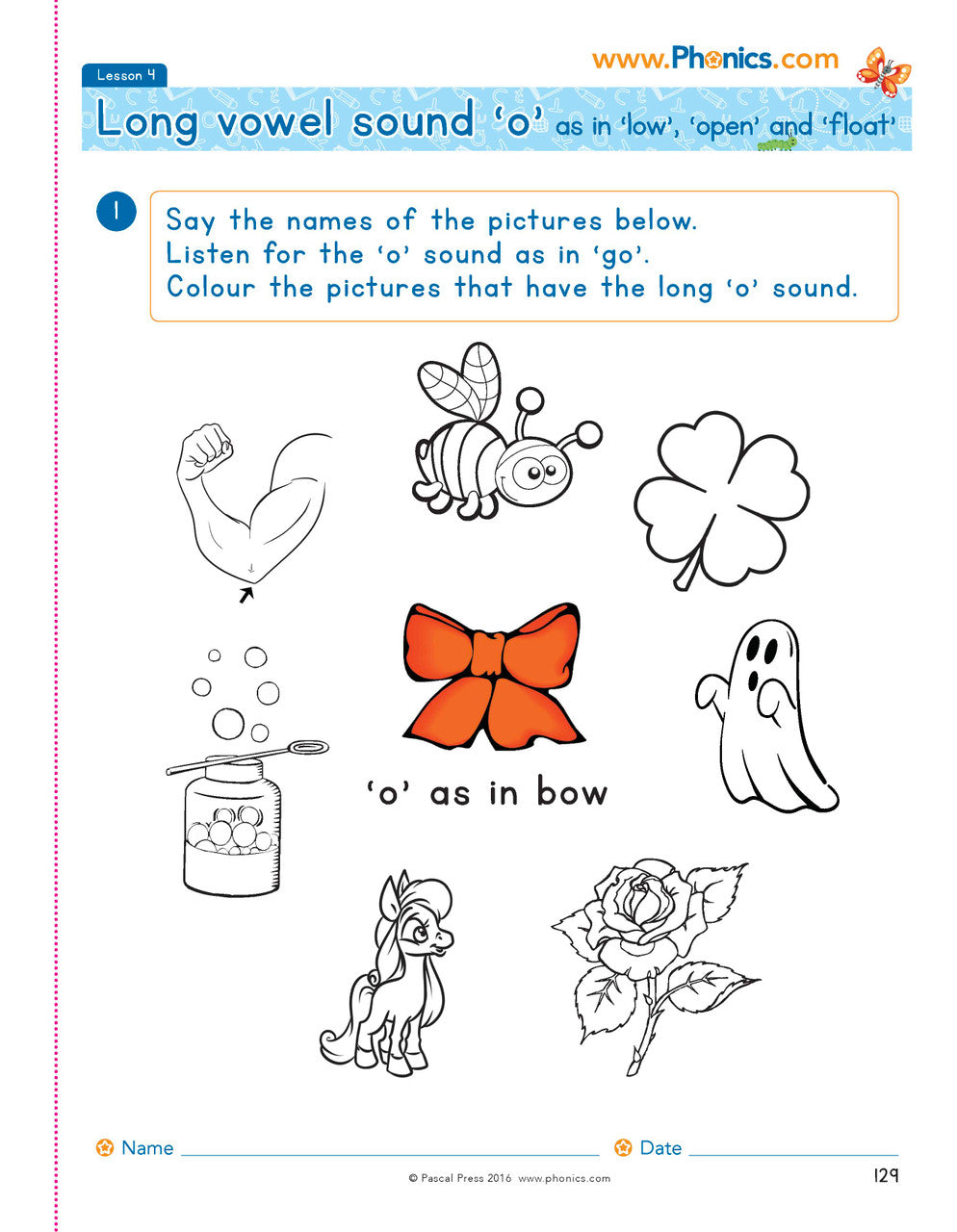Sample photocopiable worksheet page from The Mega Book of Phonics Worksheets as shown in the publisher gallery