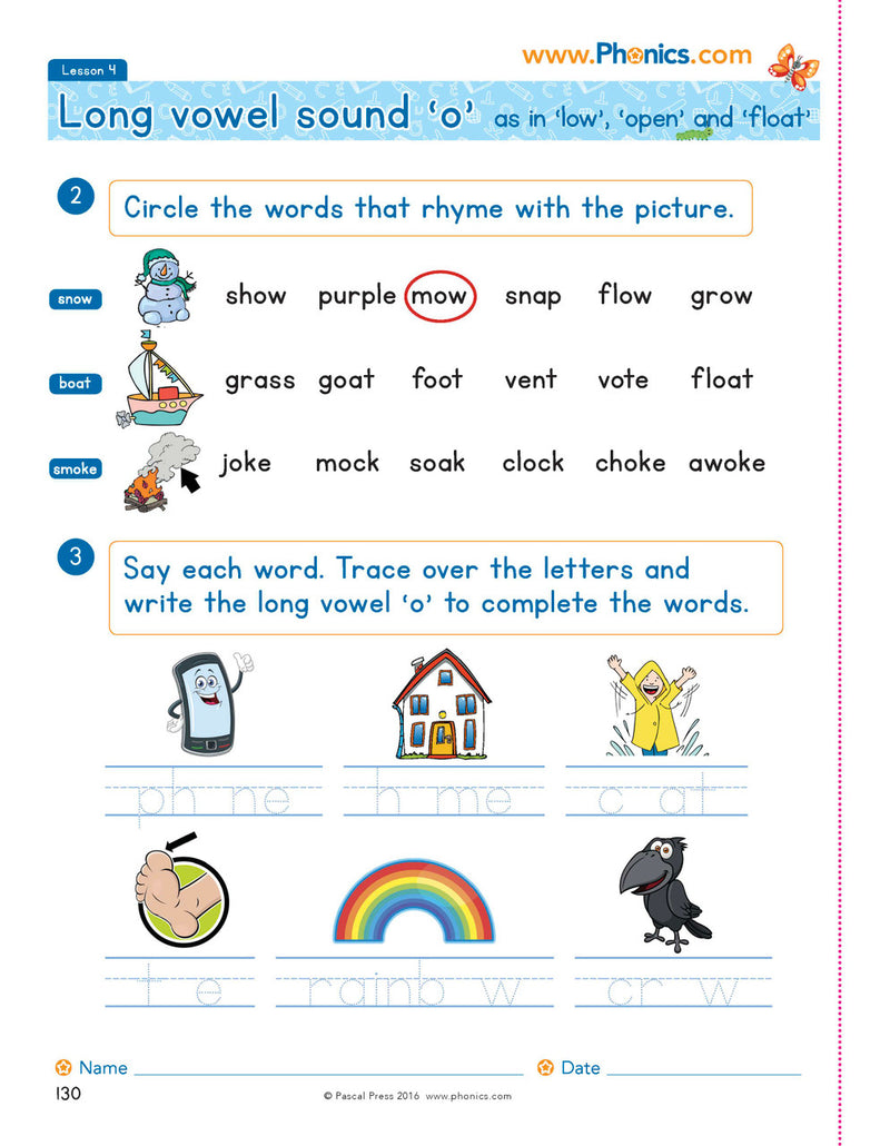 Sample photocopiable worksheet page from The Mega Book of Phonics Worksheets as shown in the publisher gallery