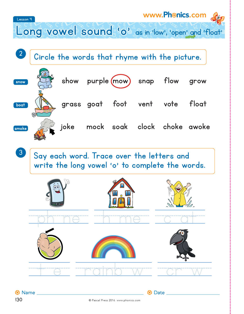 Sample photocopiable worksheet page from The Mega Book of Phonics Worksheets as shown in the publisher gallery