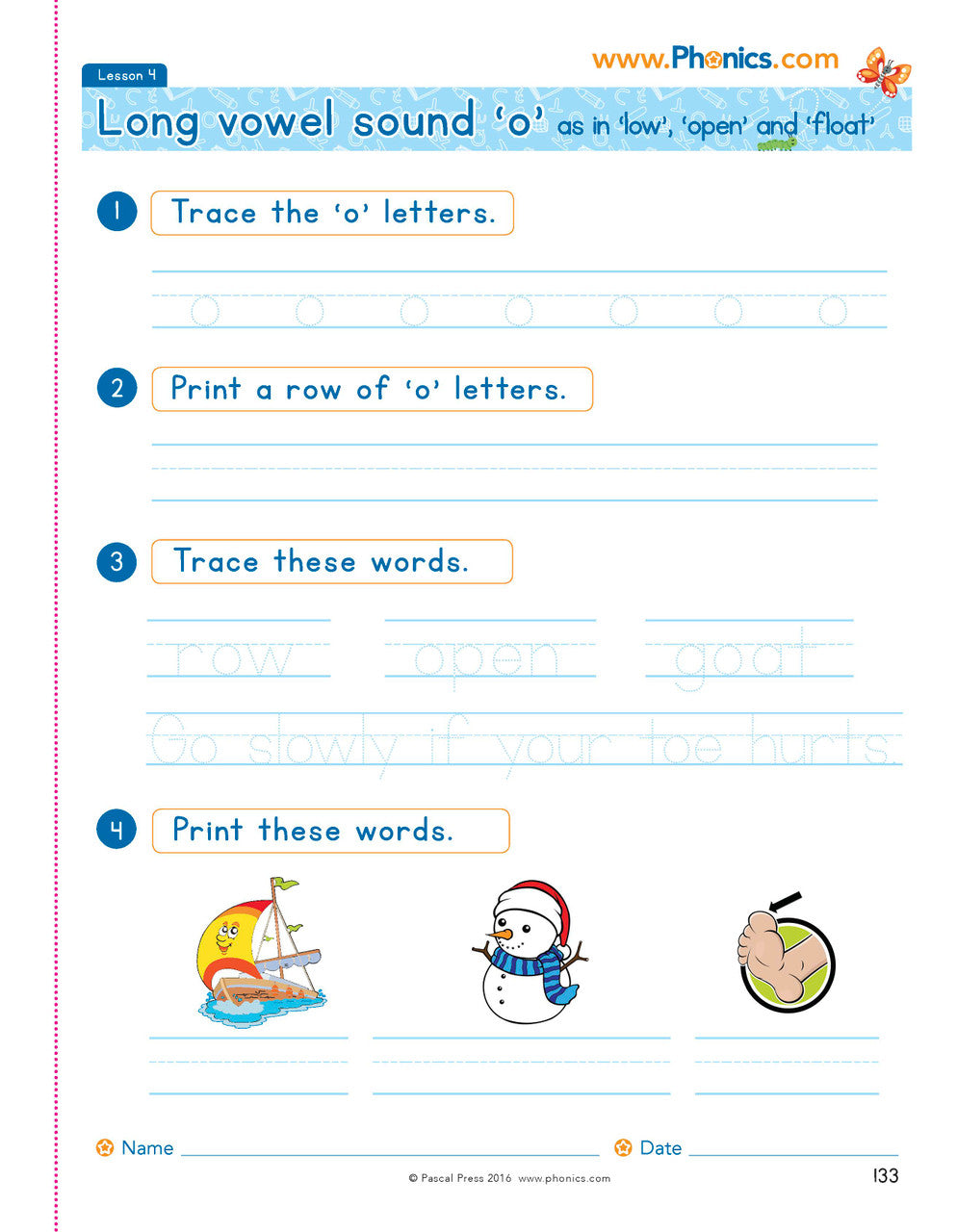 Sample photocopiable worksheet page from The Mega Book of Phonics Worksheets as shown in the publisher gallery