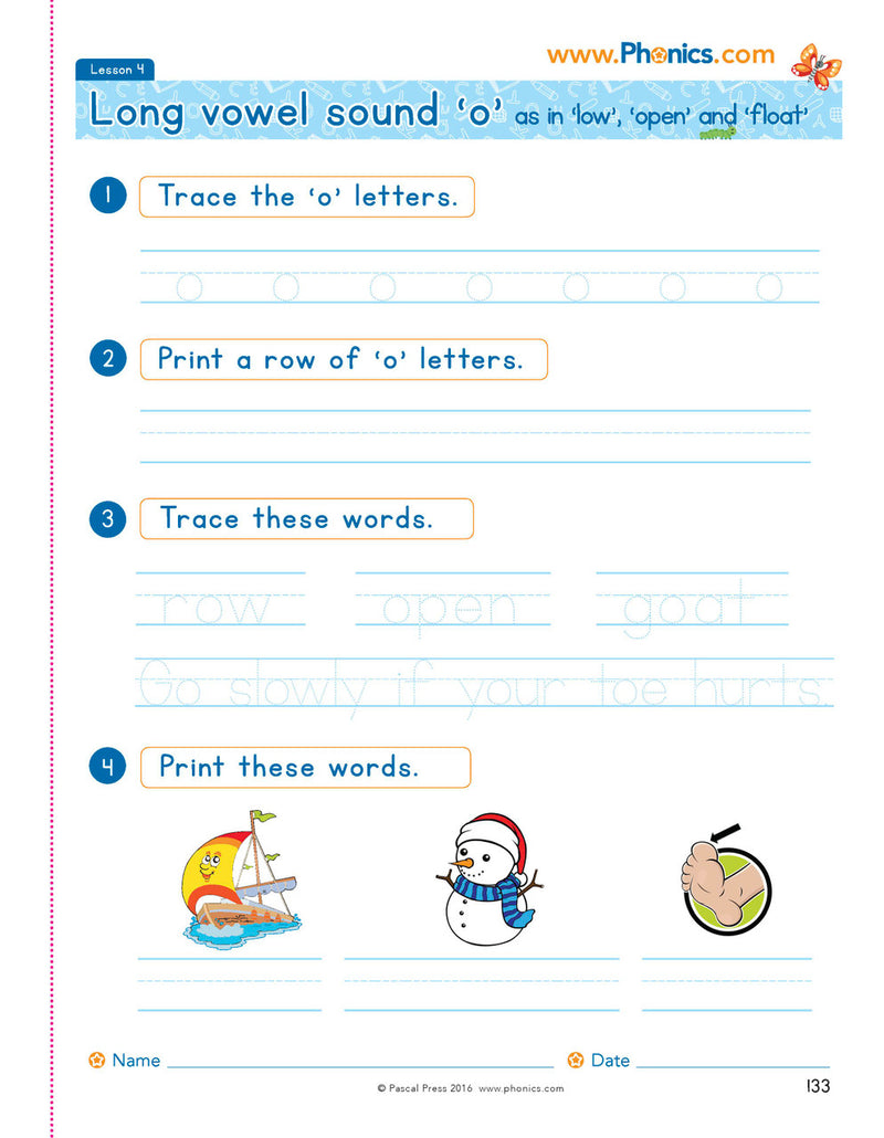 Sample photocopiable worksheet page from The Mega Book of Phonics Worksheets as shown in the publisher gallery