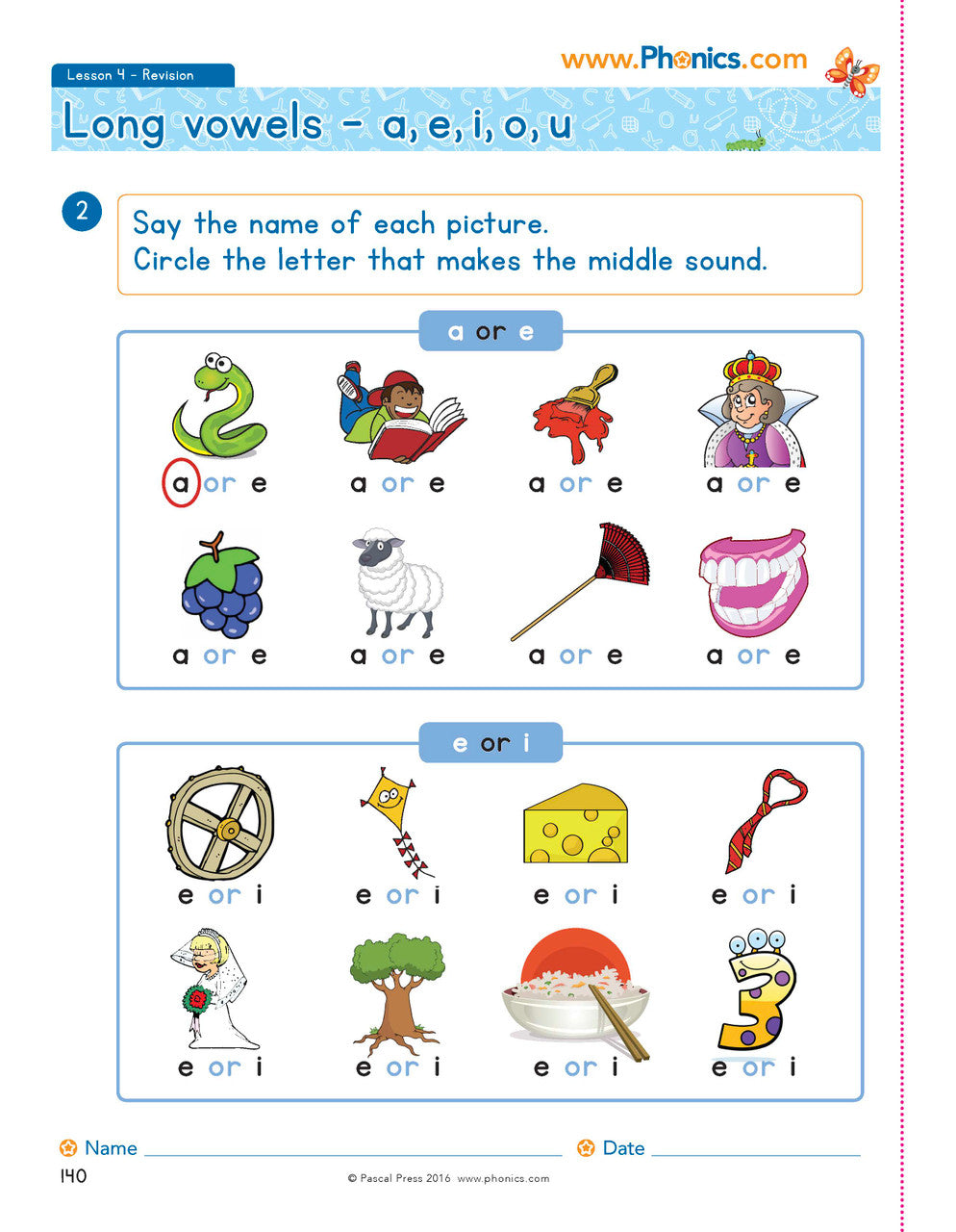 Sample photocopiable worksheet page from The Mega Book of Phonics Worksheets as shown in the publisher gallery